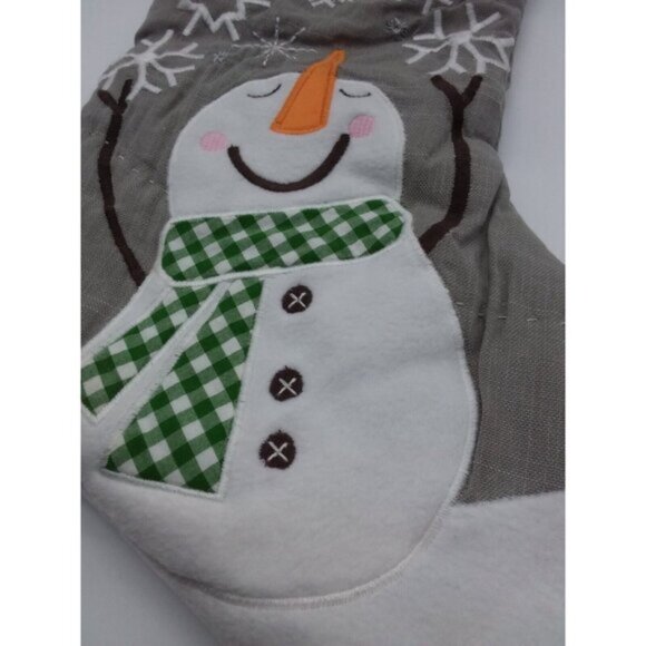 Pottery Barn Kids Paul Snowman Snowflakes Christmas Holiday Stocking Quilted - Picture 4 of 10